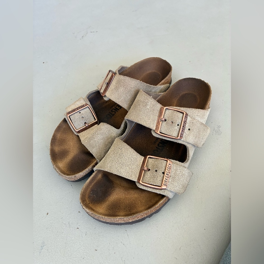 Birkenstock beige Suede Double Strap Sandals size 37